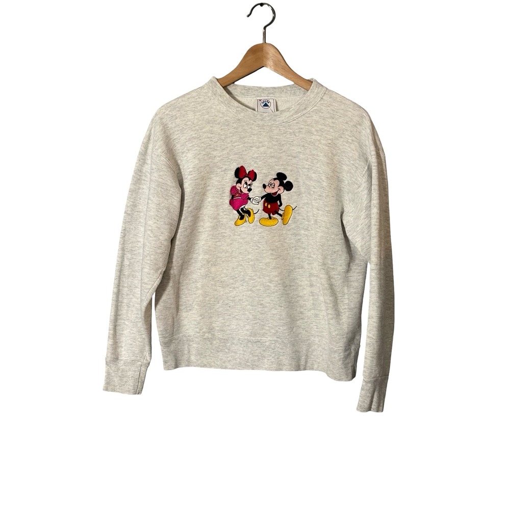 Vintage Delta Mickey Minnie Mouse Sweatshirt Medium Grey Made in USA Cotton